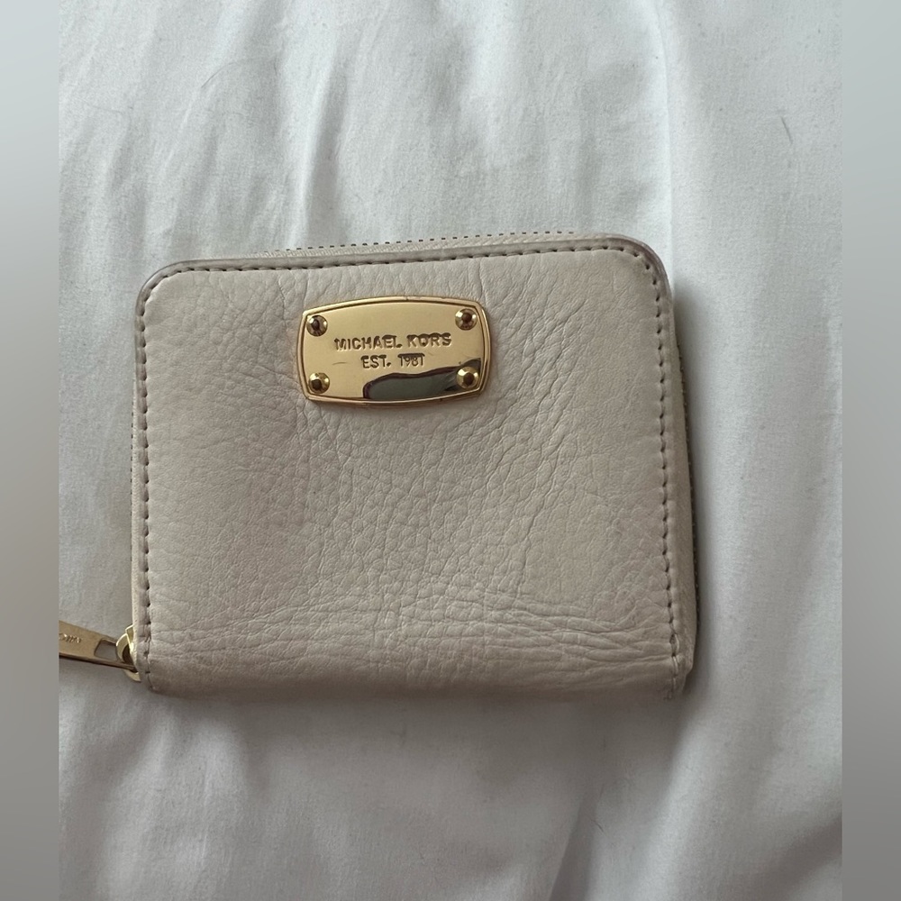 Michael kors small zipper wallet coin purse ECRU